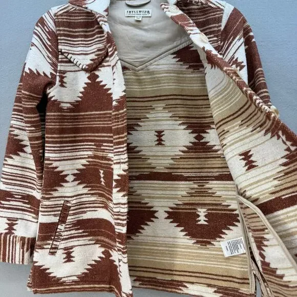 Idyllwind Shacket Women's Xs Brown Cream Southwester Print Western Gear Wool - Picture 5 of 12